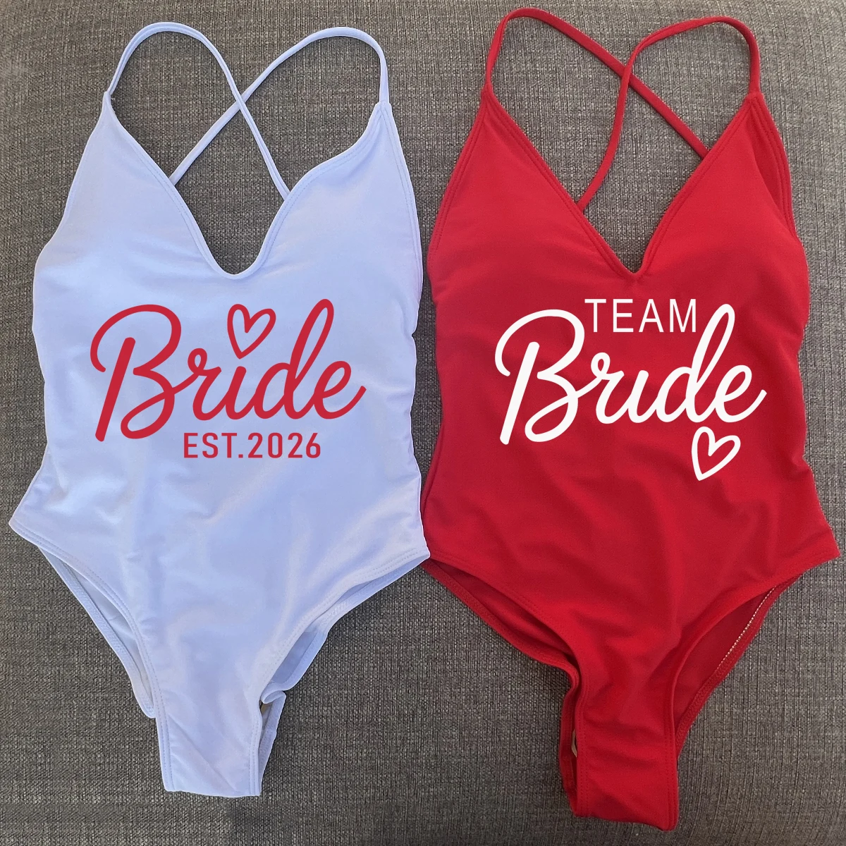 Sexy Padded Swimwear Women Team Bride Love Print One Piece Swimsuit Summer Bathing Suit Bachelor Party Beachwear backless bikini