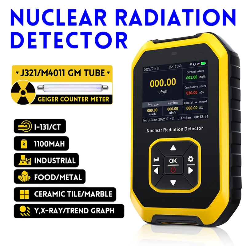 Portable Geiger Counter Nuclear Radiation Detector Personal Dosimeter X-ray γ-ray β-ray Radioactivity Tester Marble Detector