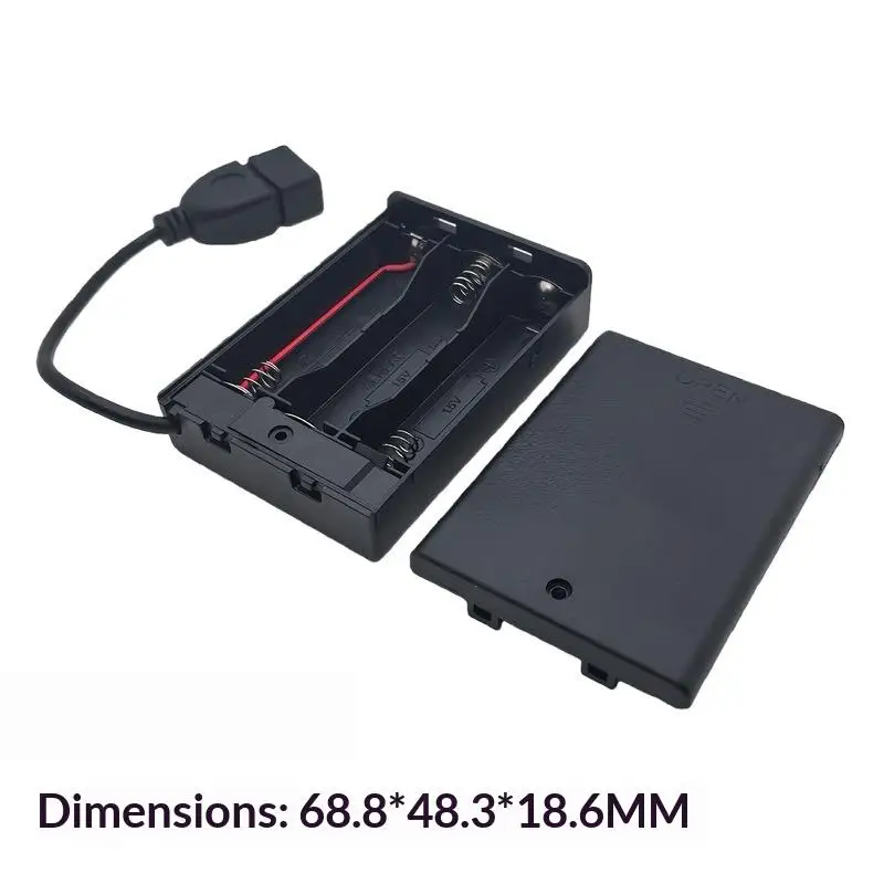 1/4pcs Battery Case USB Power Box 3 AA Battery Holder with On Off Switch Portable Charger Case Cover For 4.5V LED Strip Lights