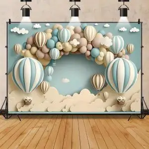 Fondo fotográfico con globos para fiesta de primer cumpleaños, telón de fondo con puerta arqueada, colorido, para recién nacido, Baby Shower y pastel