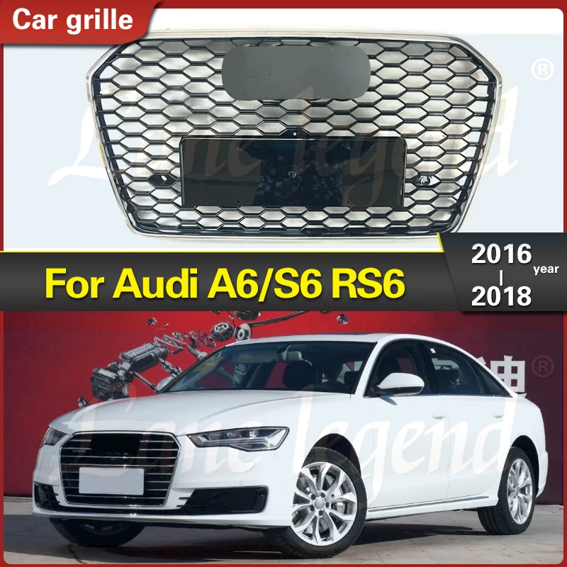 

For Audi A6/S6 2016 2017 2018 Grille Trim Accessories ABS Front Bumper Grille Refit for RS6 Style Grills Body Kit Car Styling