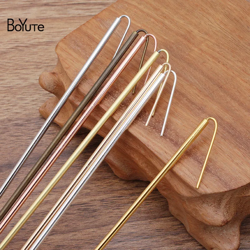 BoYuTe (10 Pieces/Lot) 130MM 145MM Metal Brass Hair Stick with 30MM Pin Diy Hair Jewelry Making Materials