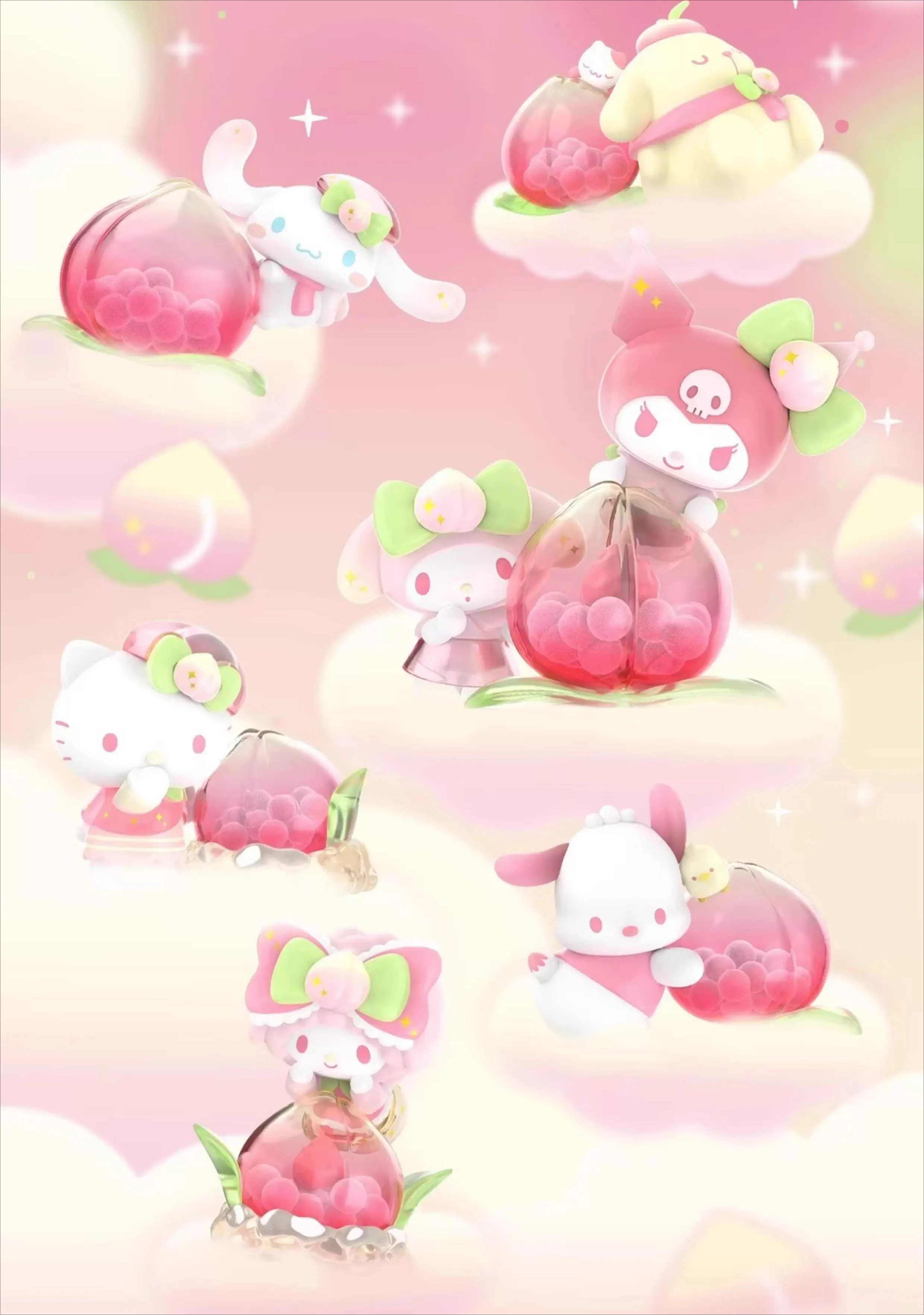

Sanrio vitality peach paradise blind box trendy toy figure table ornament girl doll gift kuromi pachacco hello kitty cinnamoroll