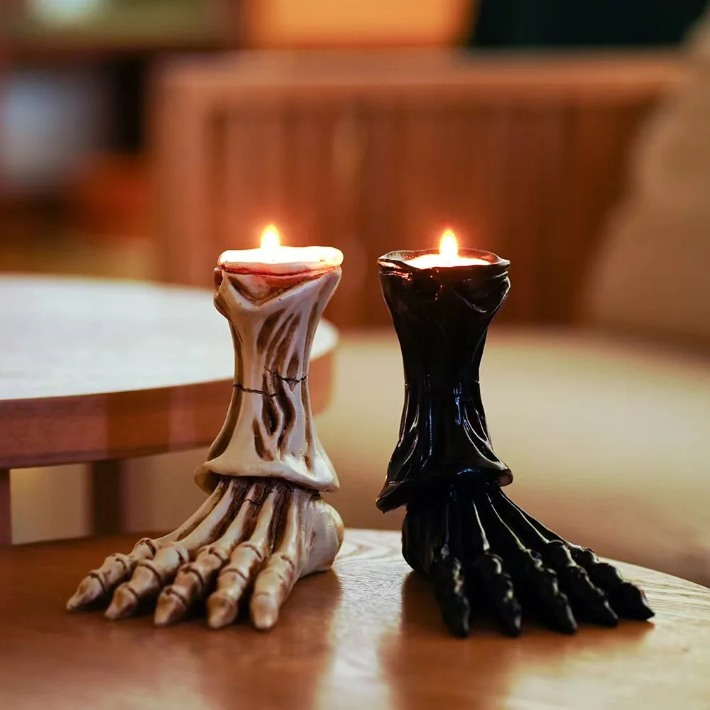 

Resin Skull Candle Holder‌ - Gothic Home Decor with Realistic Bone Texture