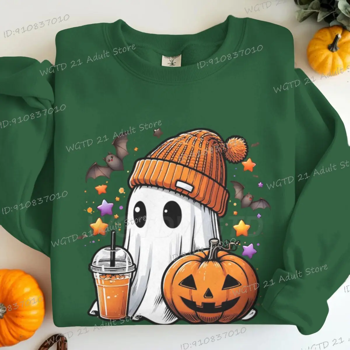 Fashionable Halloween Boo and Pumpkin Print Women Sweatshirts Loose Classic Style Long Sleeve Streetwear Spooky Pullover Tops