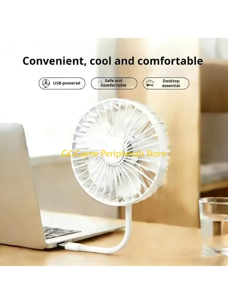 U55B 360 Rotatable Neck USB Desk Fan Brushless Motor USB Fan Flexible Neck For Travel