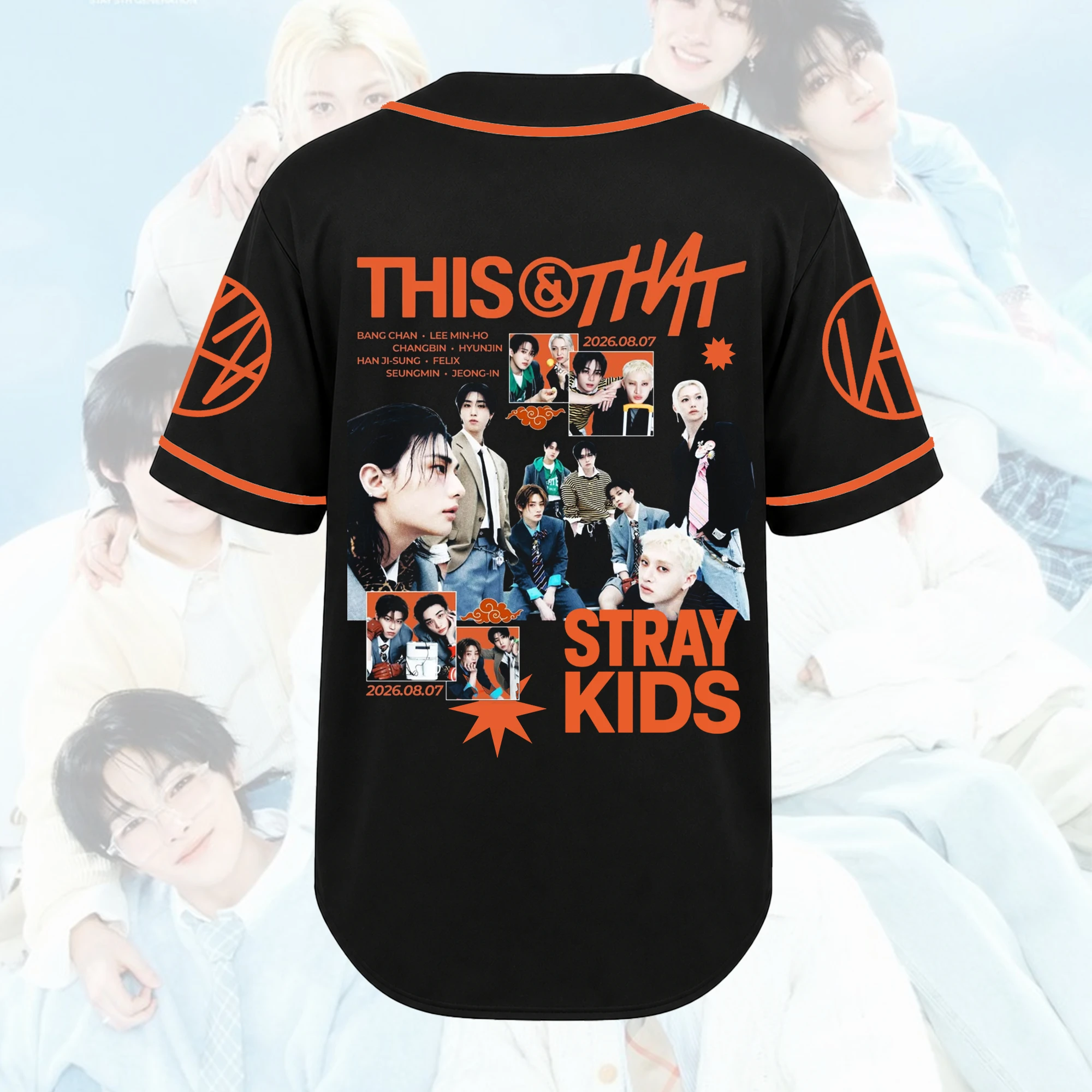 Stray Kids THIS & THAT Jersey Orange Pop-Punk-Festival-Konzert-Outfit Familien-Partnerlook Bequemes Mode-T-Shirt – Detail 4