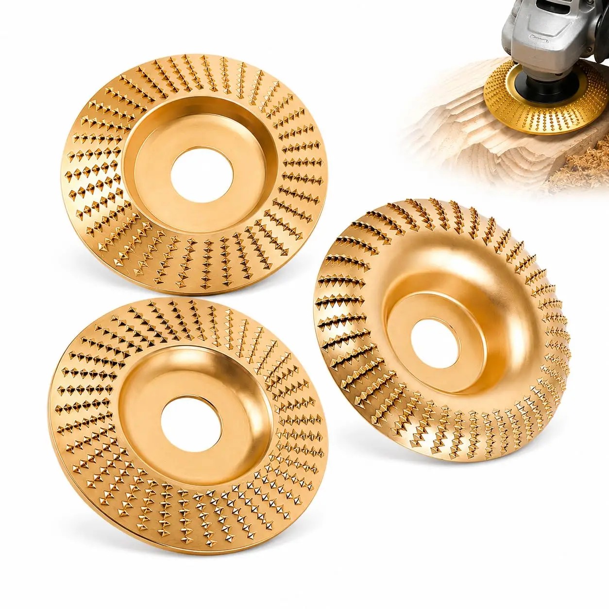 for Wood Cutting Polishing 4Pcs Wood Carving Disc Set Grinding Wheel Shaping Disc Woodworking Angle Grinder Attachment