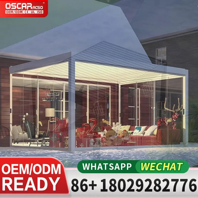 

Автоматическая раздвижная светодиодная беседка, персонализируемая беседка для балкона, заднего двора, свадебной вечеринки, беседка