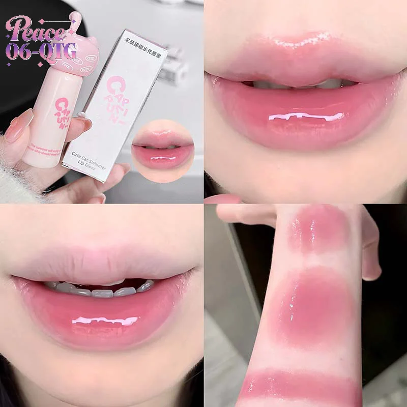 Cappuvini Cute Cat Lip Gloss Moisturizing Smooth And Long-lasting Lip Glaze 4 Shades Easy To Apply Lip Stain For Beginners