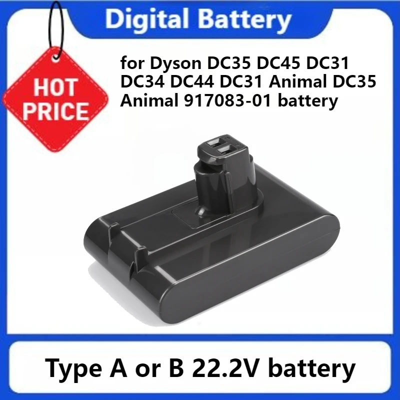 

Vacuum Cleaner Rechargeable Battery for Dyson DC35 DC45 DC31 DC34 DC44 DC31 Animal DC35 Animal 917083-01 Type A or B 22.2V