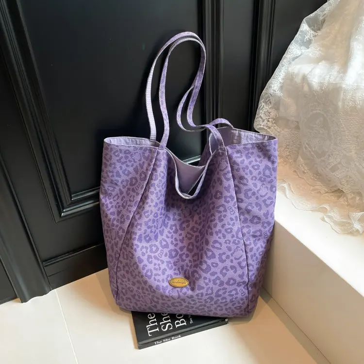 

Модная двухслойная большая сумка ярких цветов с леопардовым принтом, большая сумка Capaci с открытым ртом, холщовая сумка на одно плечо