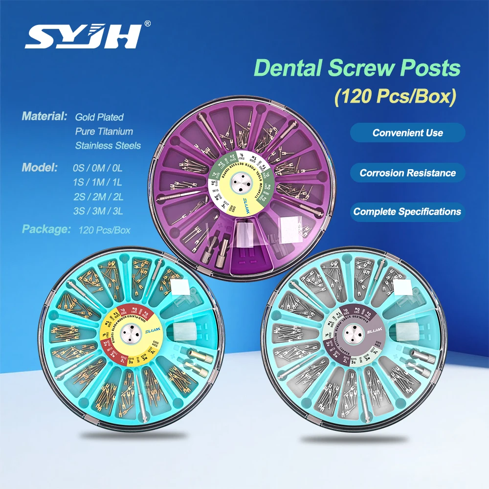 

SYJH 120Pcs/Box Dental Endodontic Conical Screw Post Root Canal Pins Dental Root canal nails Core Stainless Steel Titanium