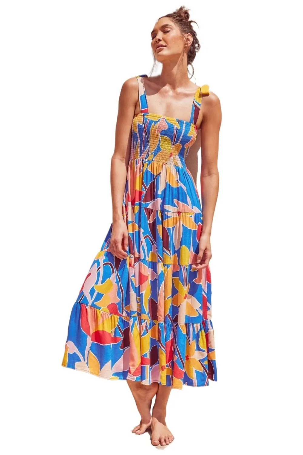 

Holiday Beach Camisole Dress for Women Bohemian Printing Maxi Long Party Dresses Oversized Ladies Sleevelss Casual Sundresses