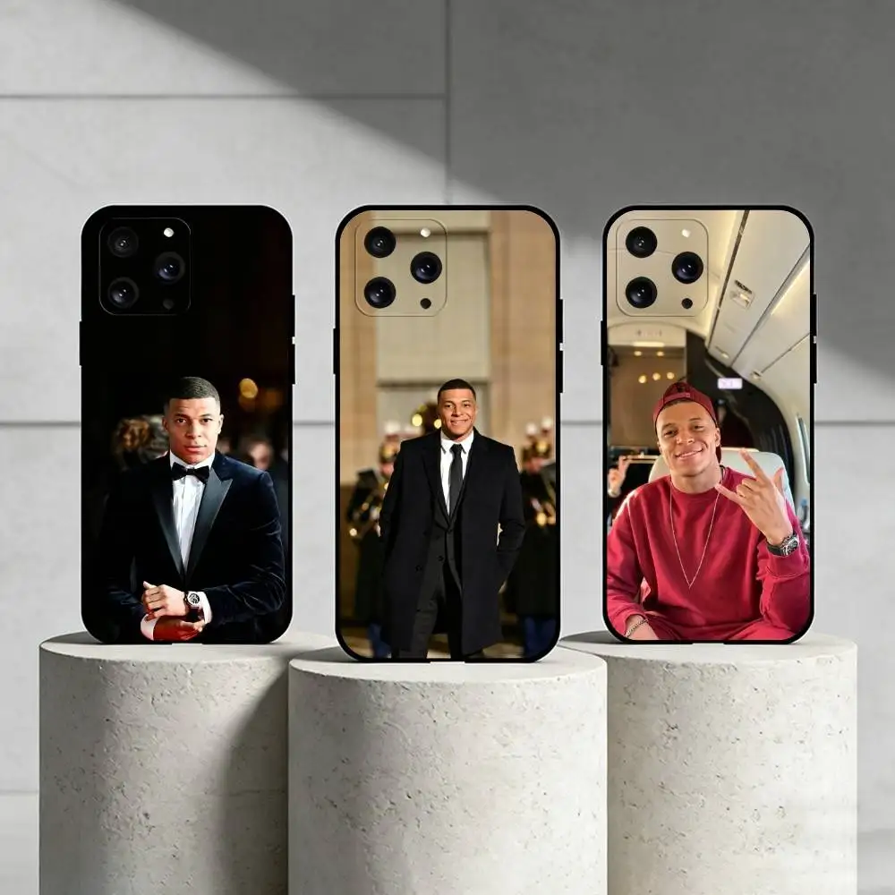 

K-Kylian Mbappé Phone Case For iPhone 17,16,15,14,13,12,11 Plus,Pro Max,SE4Soft Silicone Black Cover