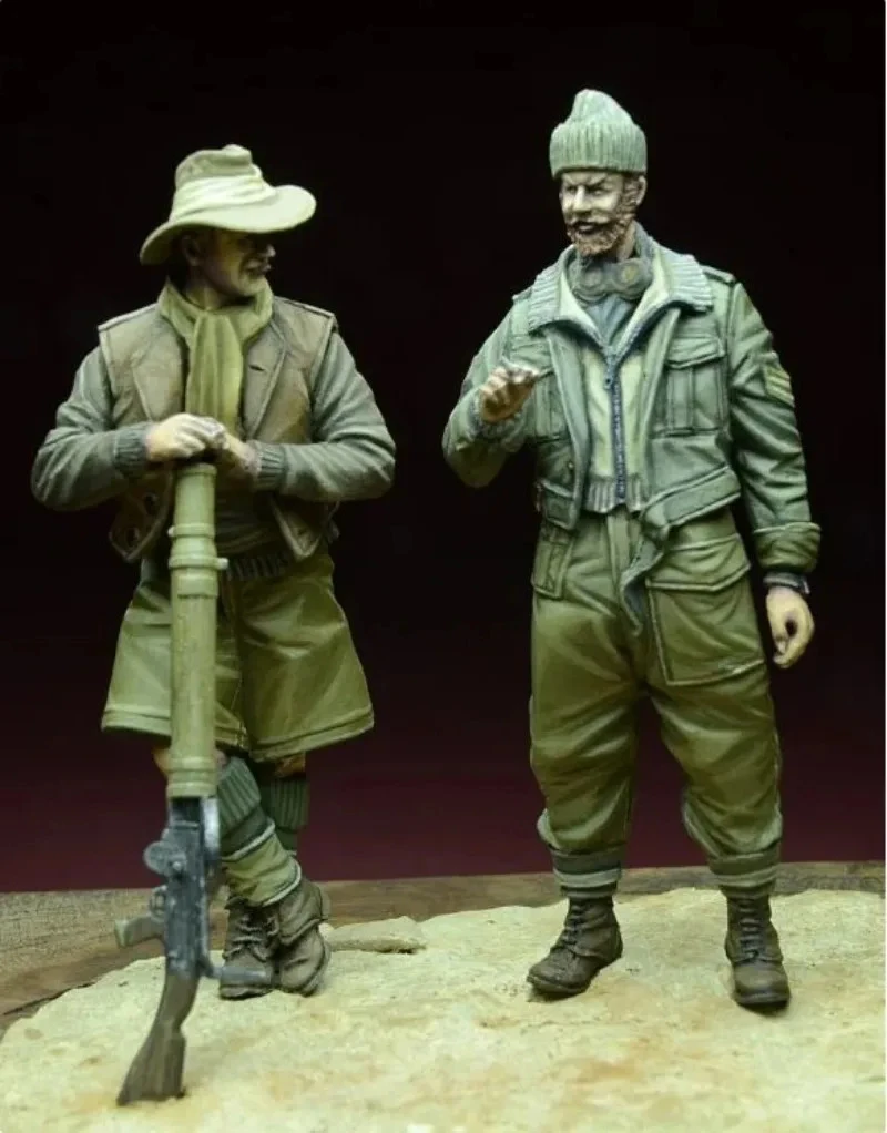 Kits de modelos de figuras de resina a escala 1/35, soldados LRDG, dos figuras, miniaturas militares históricas sin montar y sin pintar C539