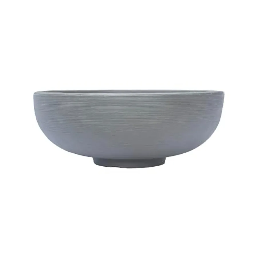 

Large Outdoor Planter Bowl Double-Walled Resin Pot in Weathered Concrete for Water Gardens Fountains and Decorative Landscaping