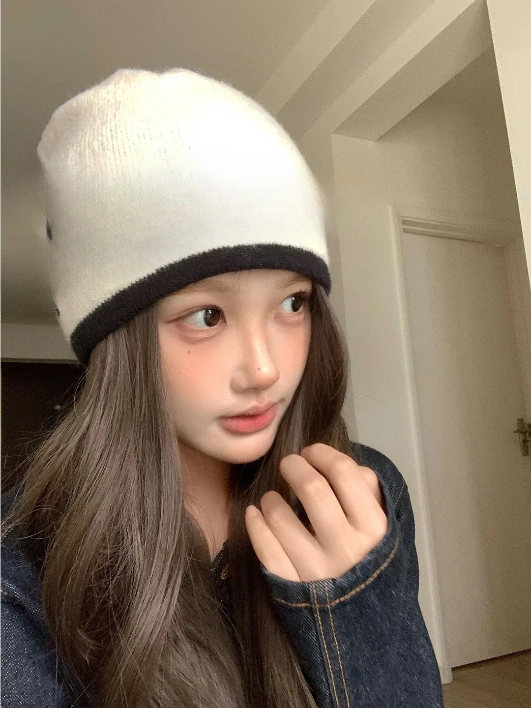 Baotou hat wig integrated female curly hair autumn and winter Internet celebrities warm bald hair simulation