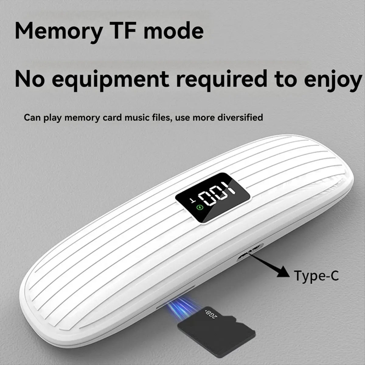 popop Bone Conduction Bluetooth Speaker Wireless Sleep Aid Soundbar with LED Display Support TF Card Play Timed Shutdown