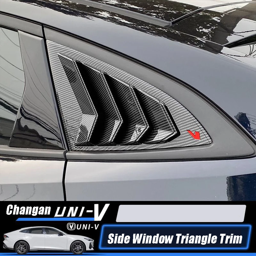 For Changan UNIV UNI-V 2022-2024 Accessories Car Rear Spoiler Wing Side Window Triangle Shutters Trim Louver Cover Carbon Trim