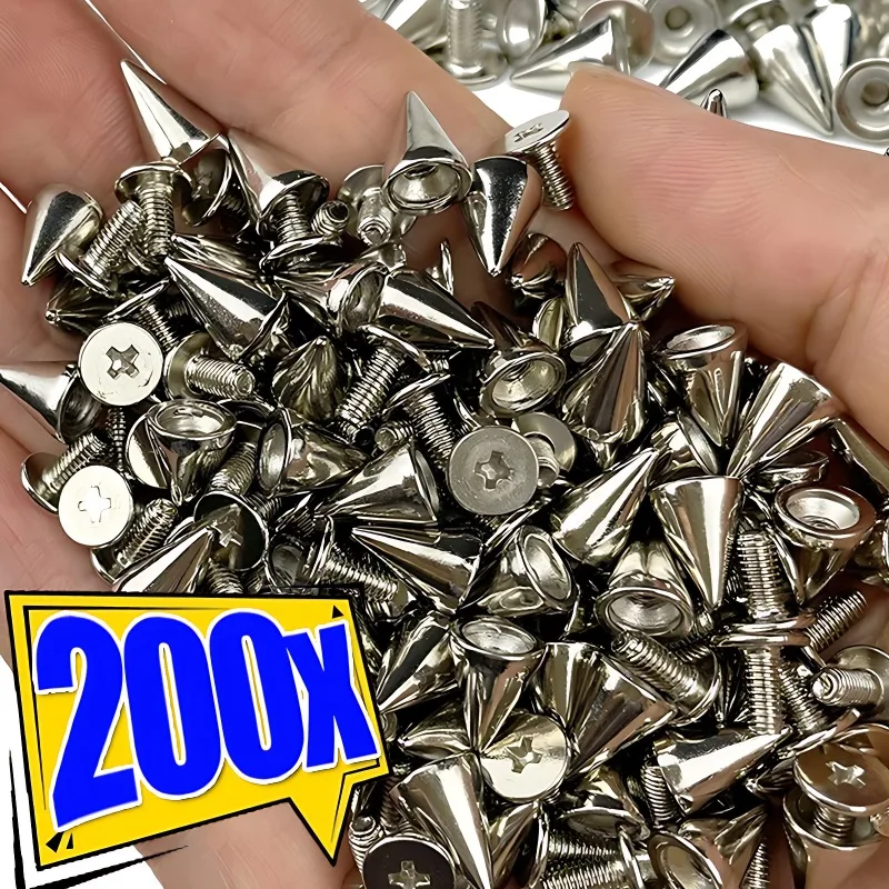 200/10PCS Spike Punk Rivets Metal Screwback Studs DIY Handcraft Cool Punk Garment Rivets Decoration for Clothes Shoes Leather