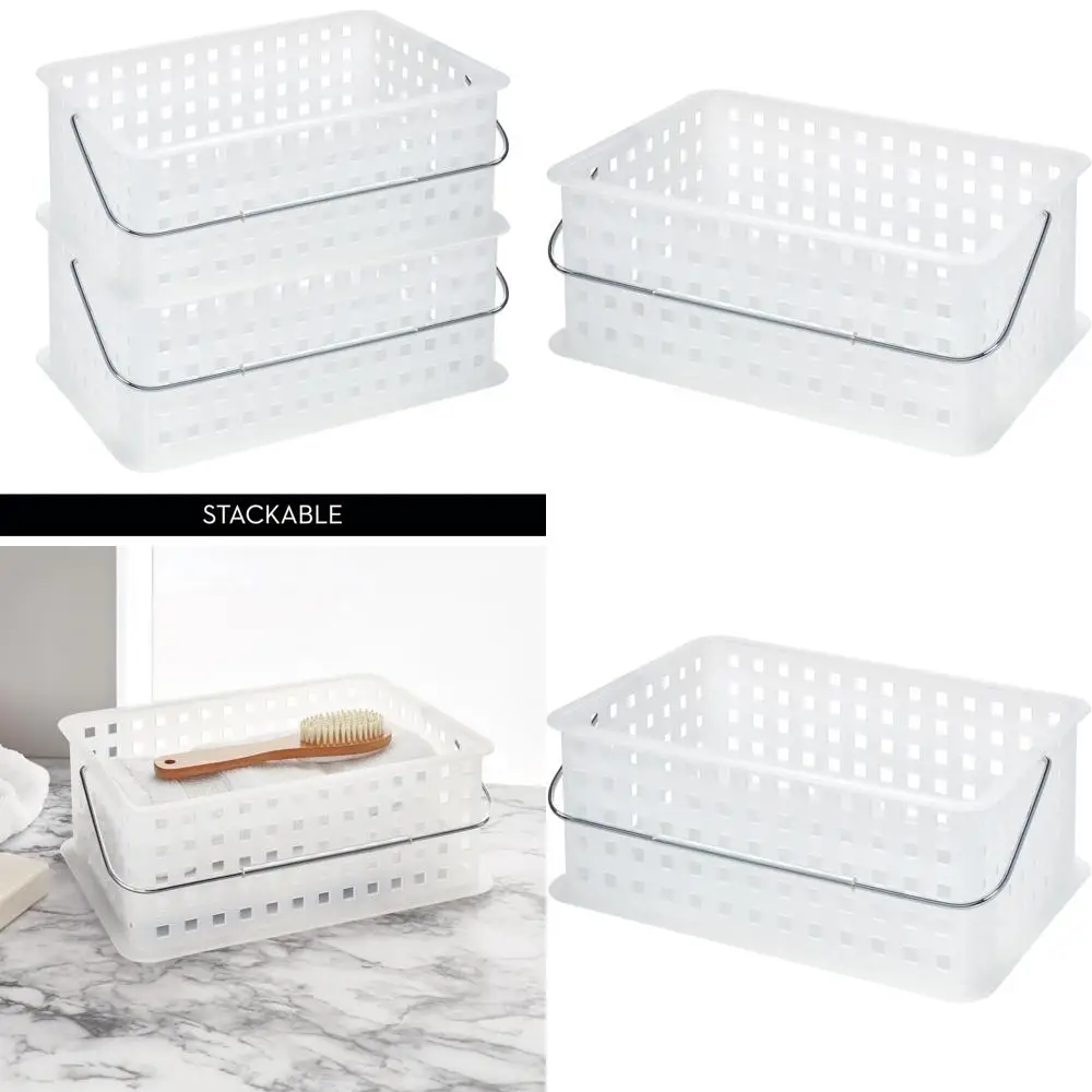 

Portable Shower Caddy Basket with Handle for Dorms and Bathrooms - Clear/Frost, USA-Made