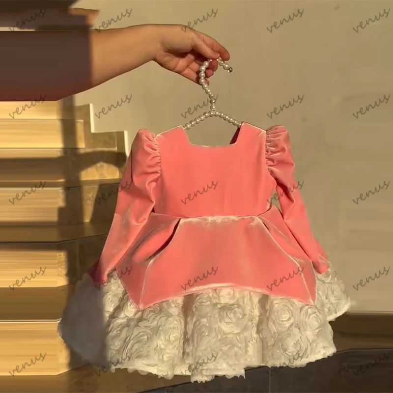 Simple Ball Flower Girl Dresses Vintage Knee-Length Princess Birthday Dress Sleeveless Customized فساتين سهرة  Vestido De Novia