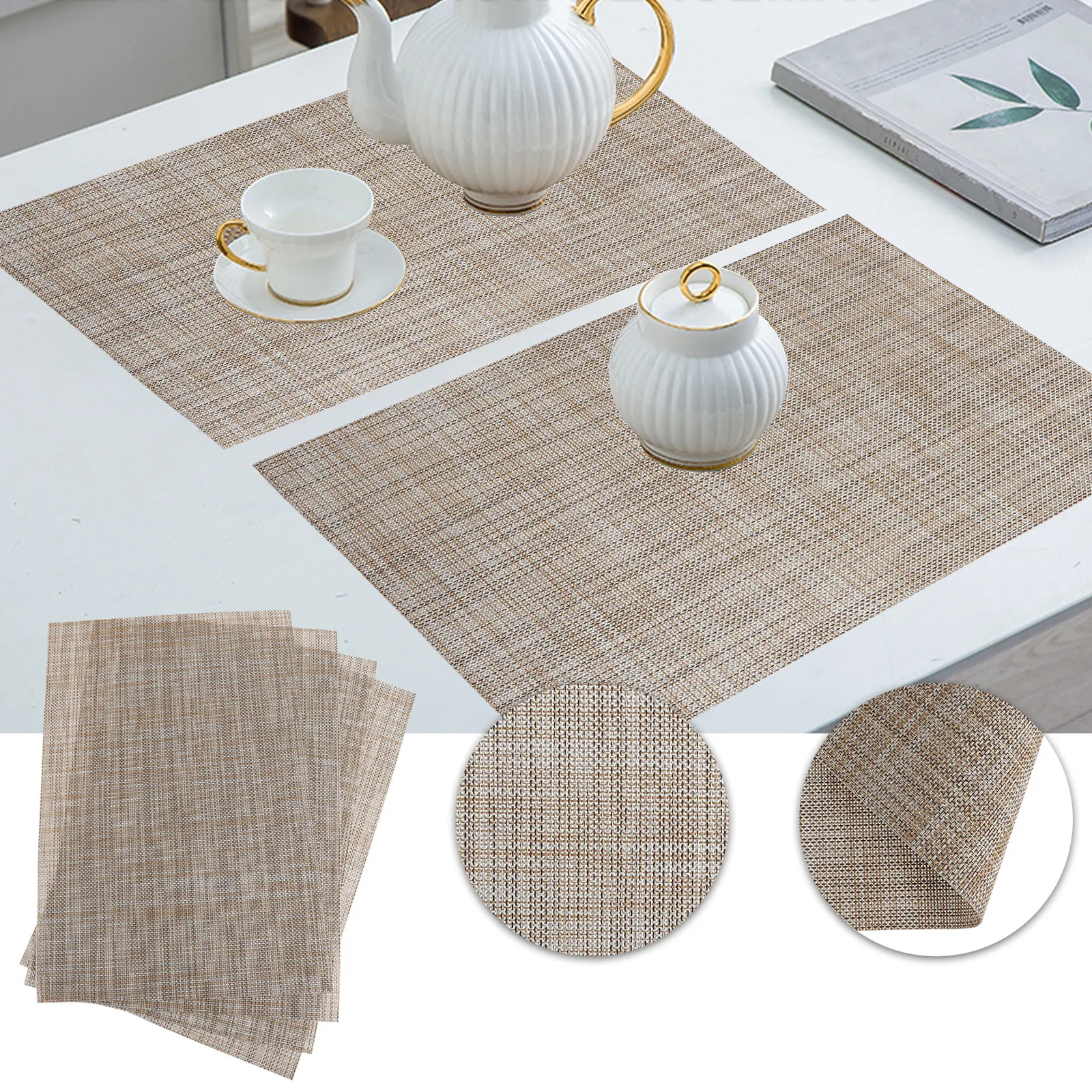 4Pcs Insulated Placemats for Table Premium Material Heat Insulation Waterproof Protection for Cups Bowls Bottles Fashionable