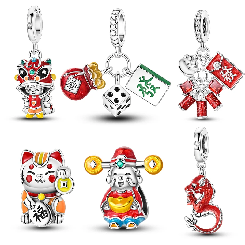 

925 Sterling Silver Traditional Dragon Jewelry Beads Spring Festival Suitable Fit Original Pan Bracelet Bracelet DIY Jewelry