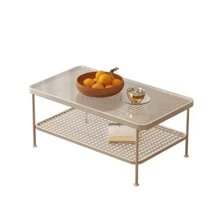 Wabi-sabi style, Changhong glass, Japanese simple sofa, side table, living room, home creativity, light luxury, cream style image 4