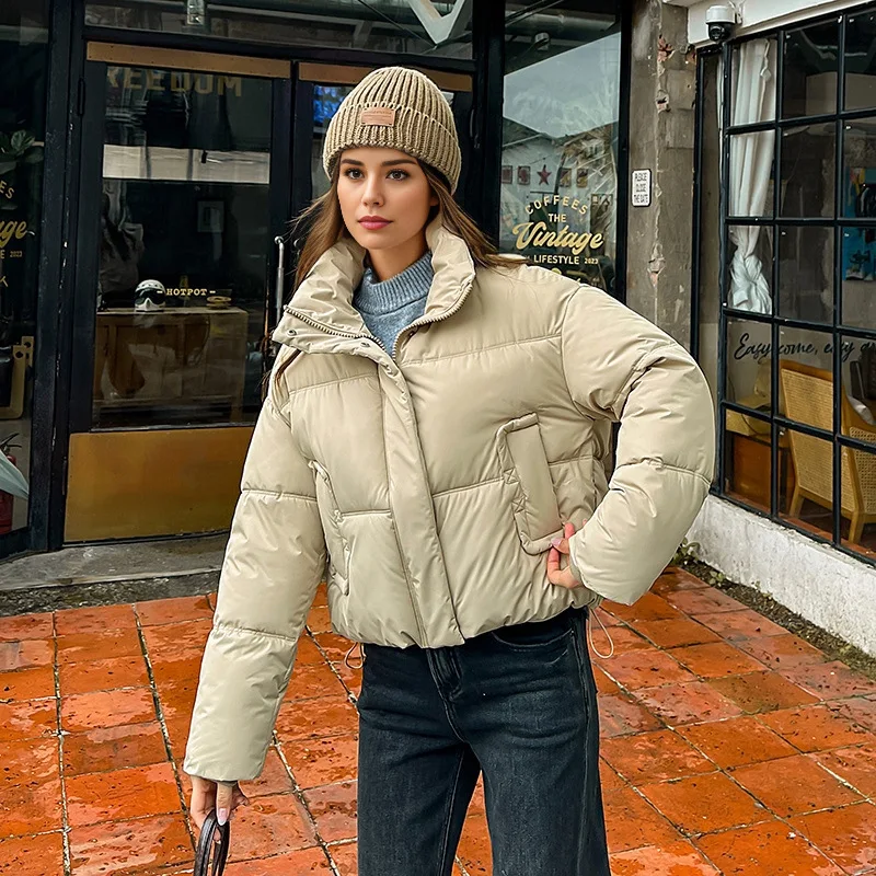 2024 Winter New Women\'s Puffer Warm Jacket Short Removable Sleeve Down Cotton-padded Clothes Hooded Thicken Bread Jacket Coat