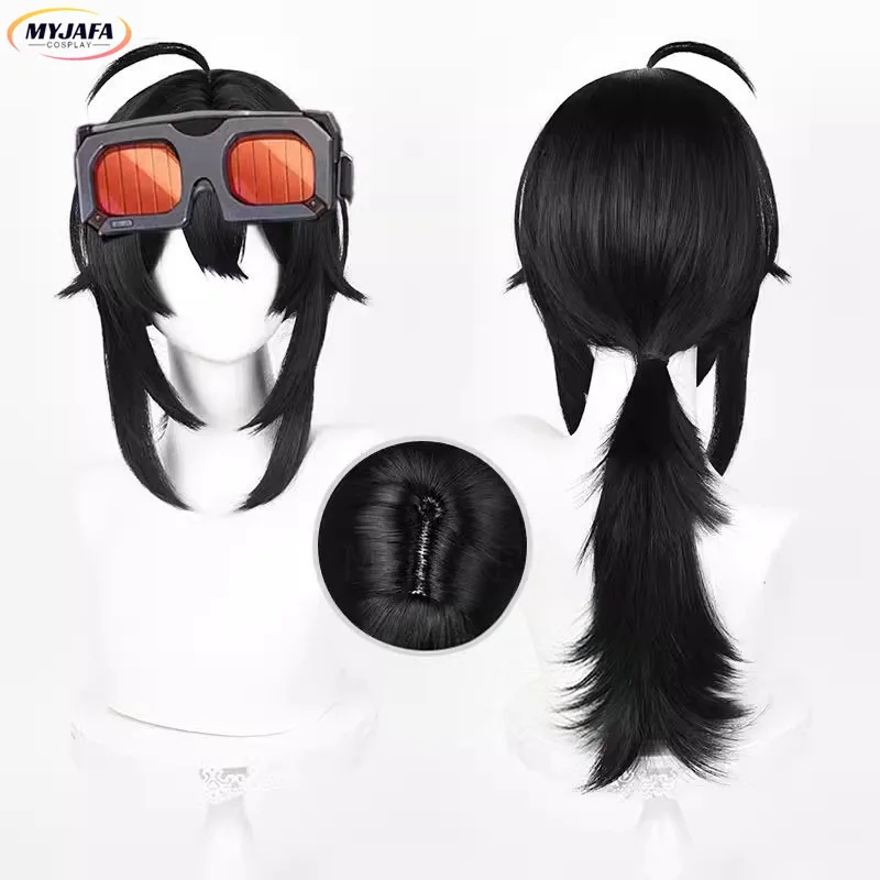 

Grace Howard Cosplay Wig Anime Long Black With Pigtail Wig Heat Resistant Synthetic Hair Halloween Wigs + Wig Cap