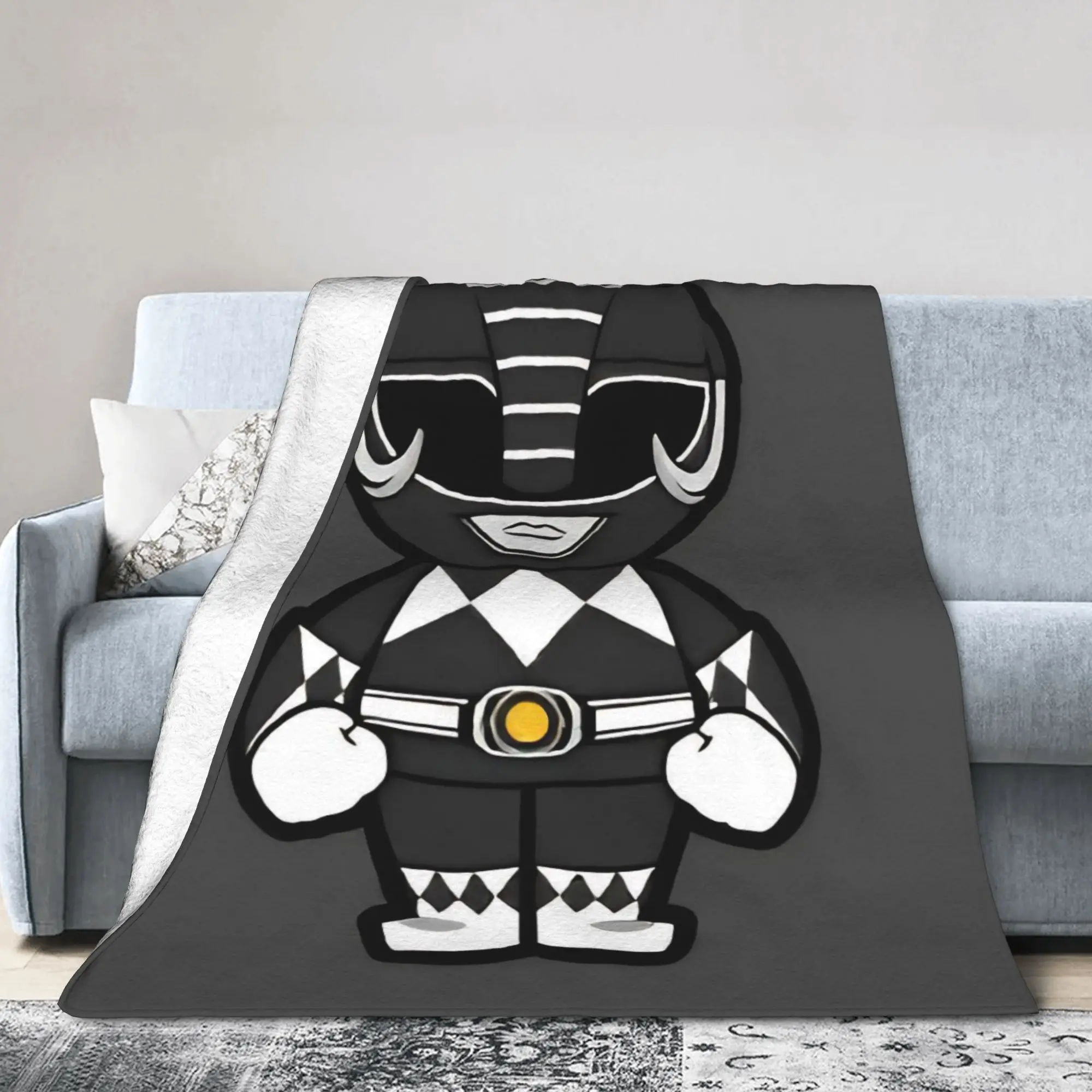 Black Ranger Blanket Power R-Ranger Fuzzy Funny Warm Throw Blankets for Bedding Lounge Textile Decor