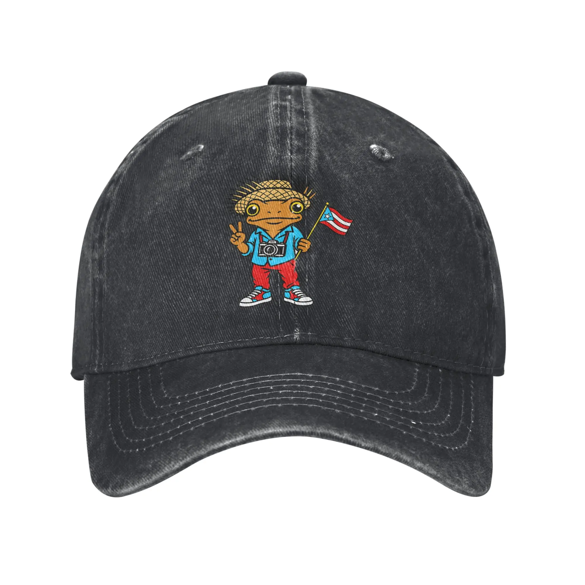 Gorra De Béisbol Lavada De Moda Con Diseño De Rana Coqui De Bad Bunny, Bandera De Puerto Rico, Estilo Taino, Gorra De Camionero