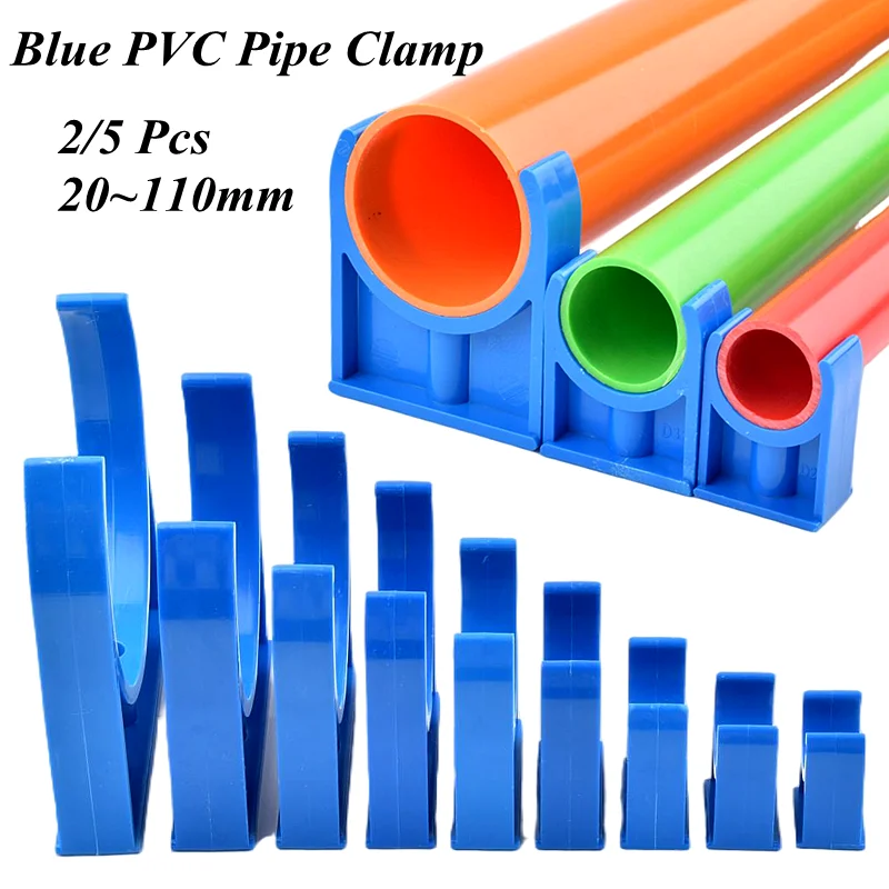 2~5 Pcs Blue PVC Pipe Clamp 20~110mm Pipe Clamp Connector Pipe Fixing Joint Aquarium Fish Tank DIY Water Pipe Fixed Clip