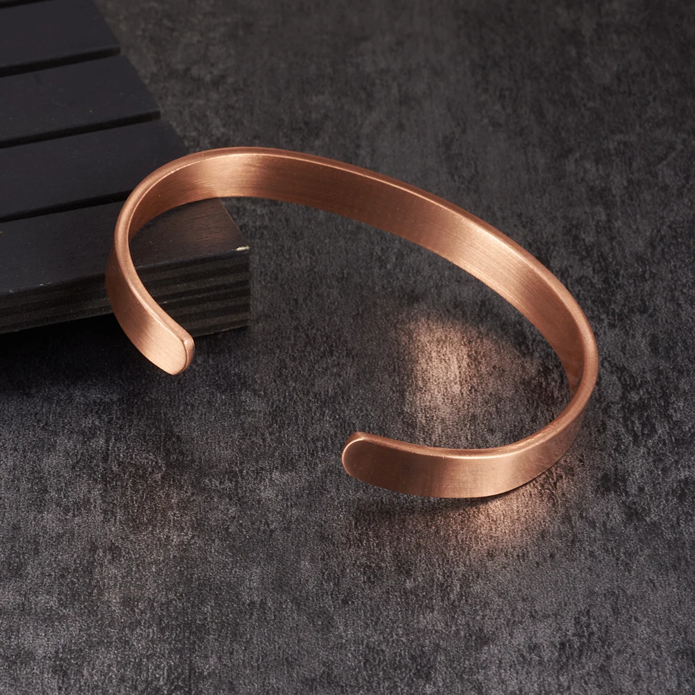 Vinterly Pure Copper Bracelets Magnetic Adjustable Vintage 8.5mm Wide Open Cuff High Magnet Energy Bangles Resizable Jewelry