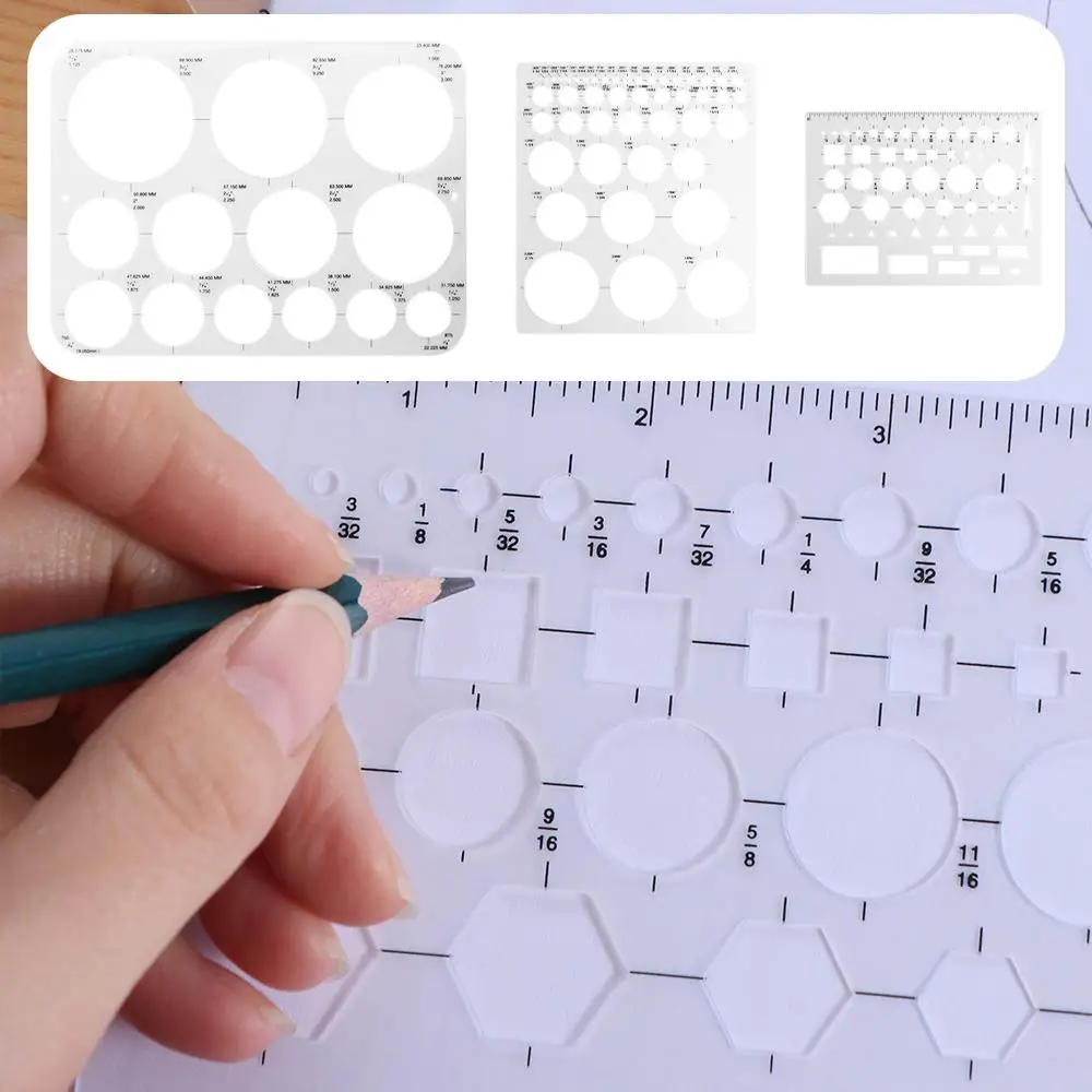 

3Pcs 3 Sizes Round Templates Transparent DIY Multifunctional Geometric Ruler Multi-use Creativity Circle Stencils for Drawing