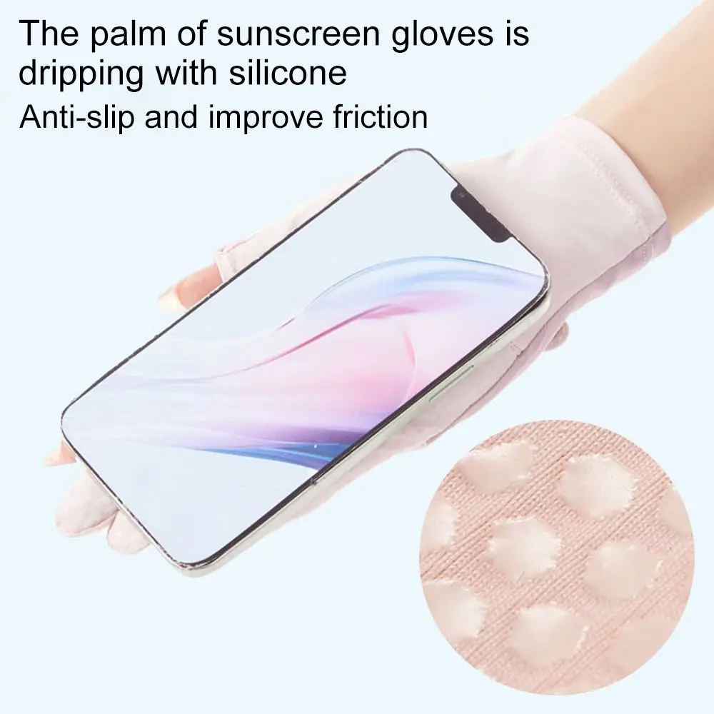 Summer Ice Silk Sunscreen Gloves Women Touch Screen Gloves Anti-UV Breathable Outdoors Riding Driving Gloves