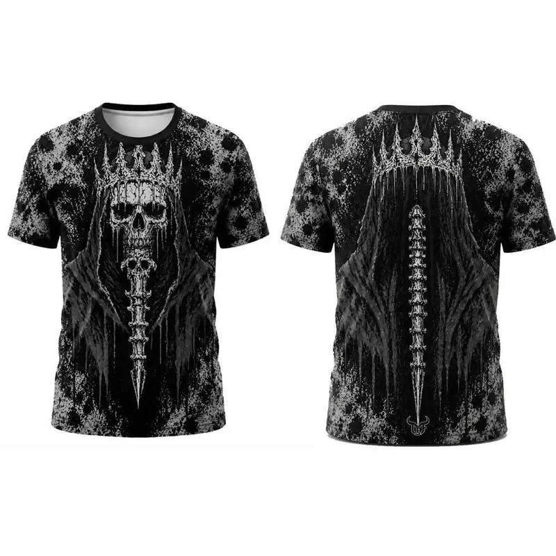 2026 Men Gothic Skull 3D Print T Shirt Harajuku Streetwear Punk Rock Tee Summer Short Sleeve Casual Hip Hop Round Neck Top view 5