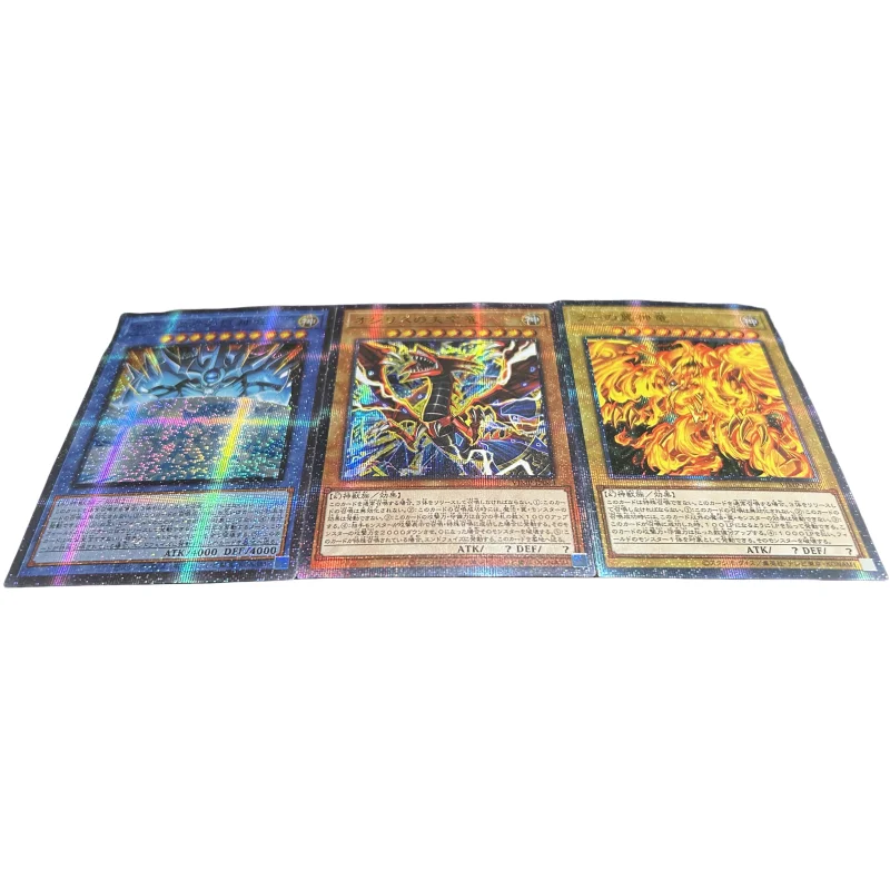 3Pcs/Set Yugioh Cards Egyptian God Slifer the Sky Dragon Obelisk the Tormentor Anime Game Collection Gauze Flash DIY Cards Toys