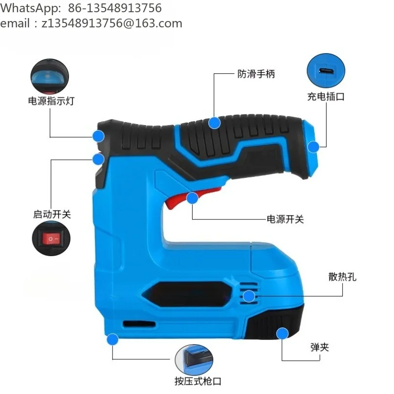 Cordless Lithium Electric Staple Gun, Household Woodworking Nailer Compatible with 1008 1013 F10 Staples