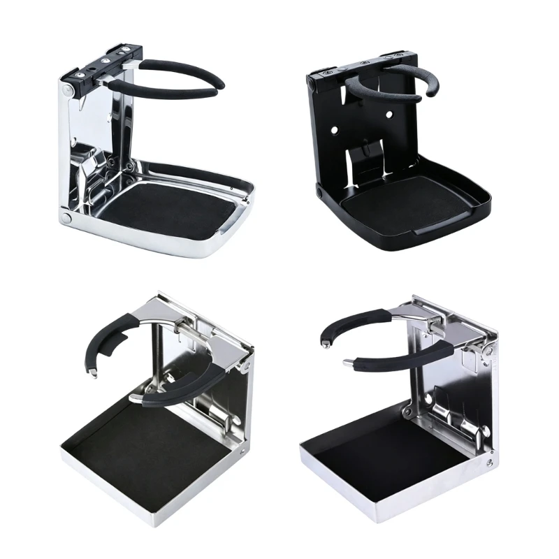 Wall Mounted Marine Cup Tray with Fold-Down Base for Boat Console Wall, Yacht Cabin Side and Motorhome Interior H9EE