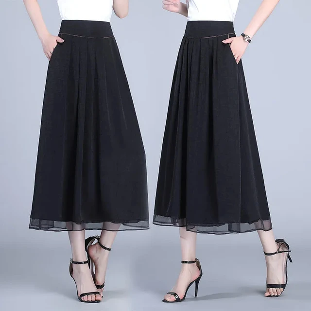 Long black skirt 4xl best sale