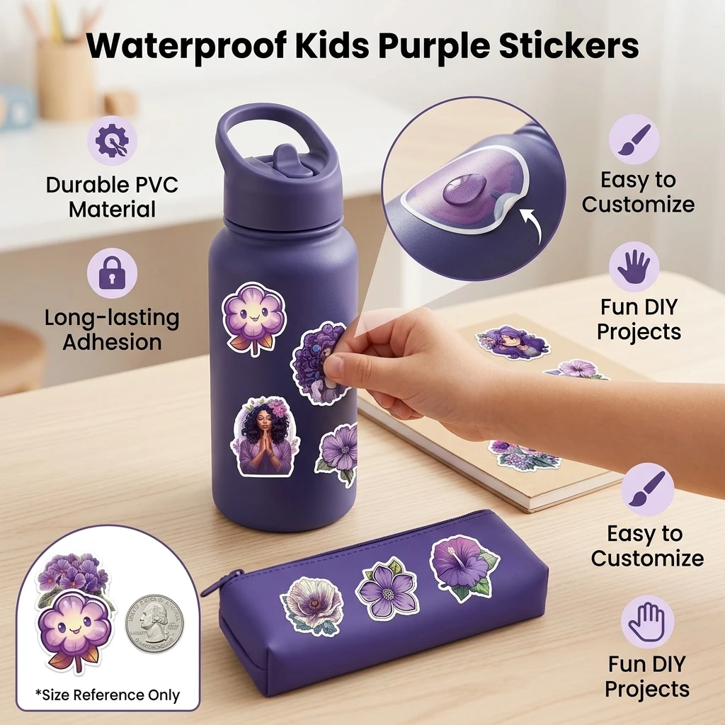 

100pcs Violet Graffiti Stickers Waterproof PVC Self-Adhesive for Kids DIY Cup Decoration Bulk Creative-Party Favors