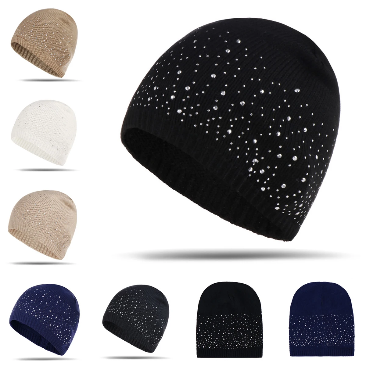 New Warm Hat Fashion Dot Diamond Pullover Knitted Hat Outdoor Warm Knitted Woolen Hat Vintage Hats Women Women Newsboy Cap