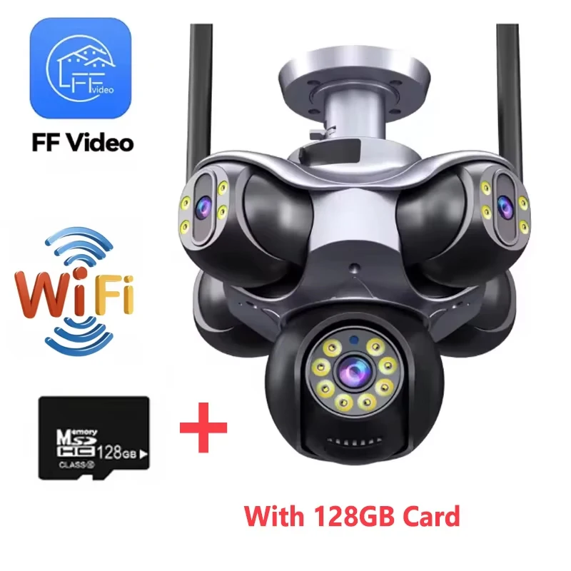 20MP Outdoor Waterproof WiFi IP Camera 5 Lens 5 Screens Auto Tracking PTZ Degree Rotate Five-View CCTV Surveillance Camera