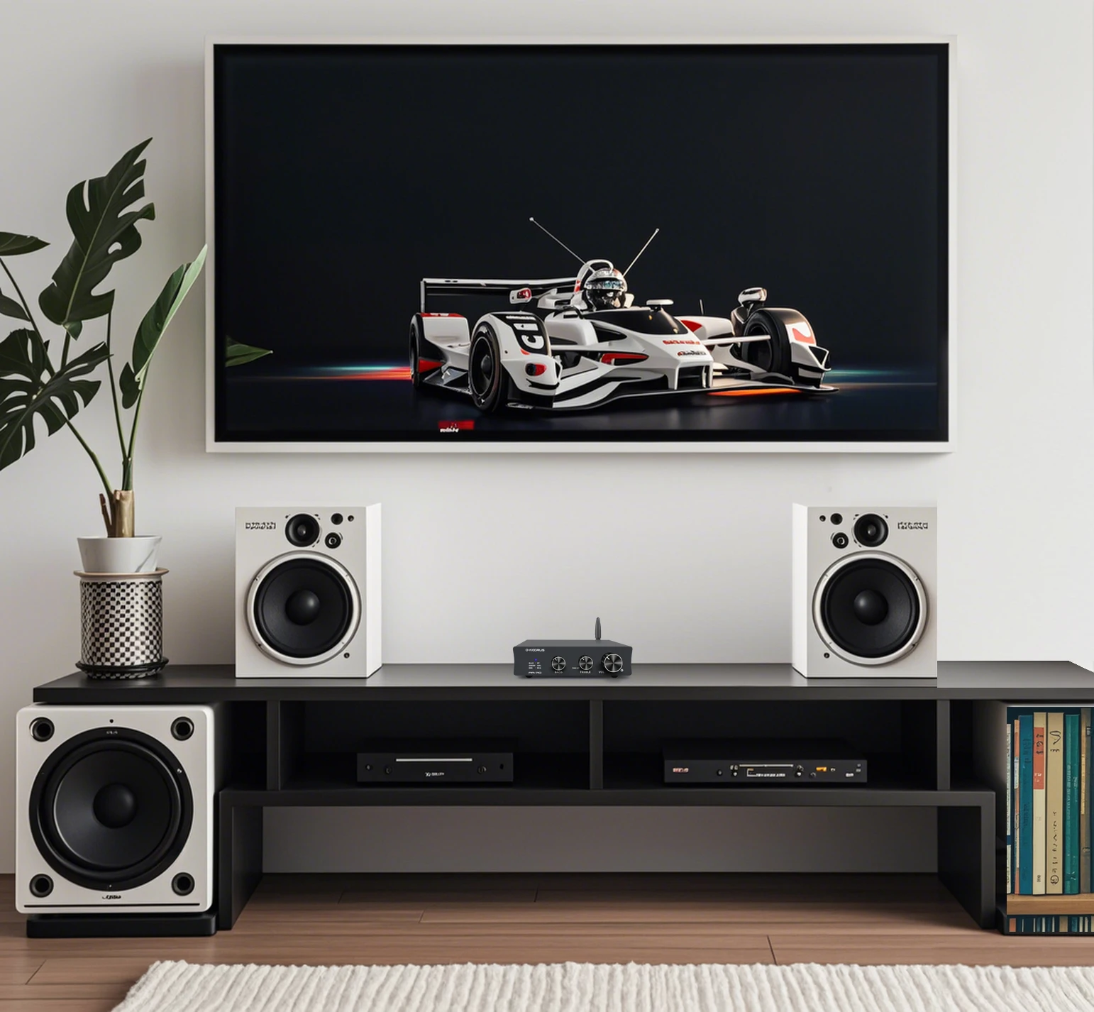 O-norus-hifiオーディオスピーカー,クラスdアンプ,Bluetooth 5.0,ホームスピーカー,サブウーファー出力付きレシーバー,低音トレブル,ma12070,80wx2, 2.1