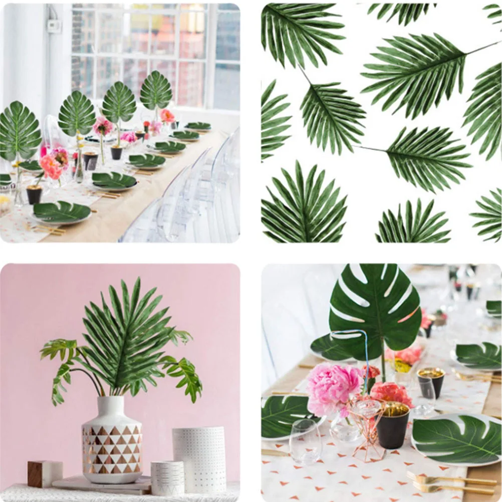 

48 Pcs Artificial Leaves Home Decoration Supplies Simulation Monstera Fake Tropical DIY Decor Vase Arrangement
