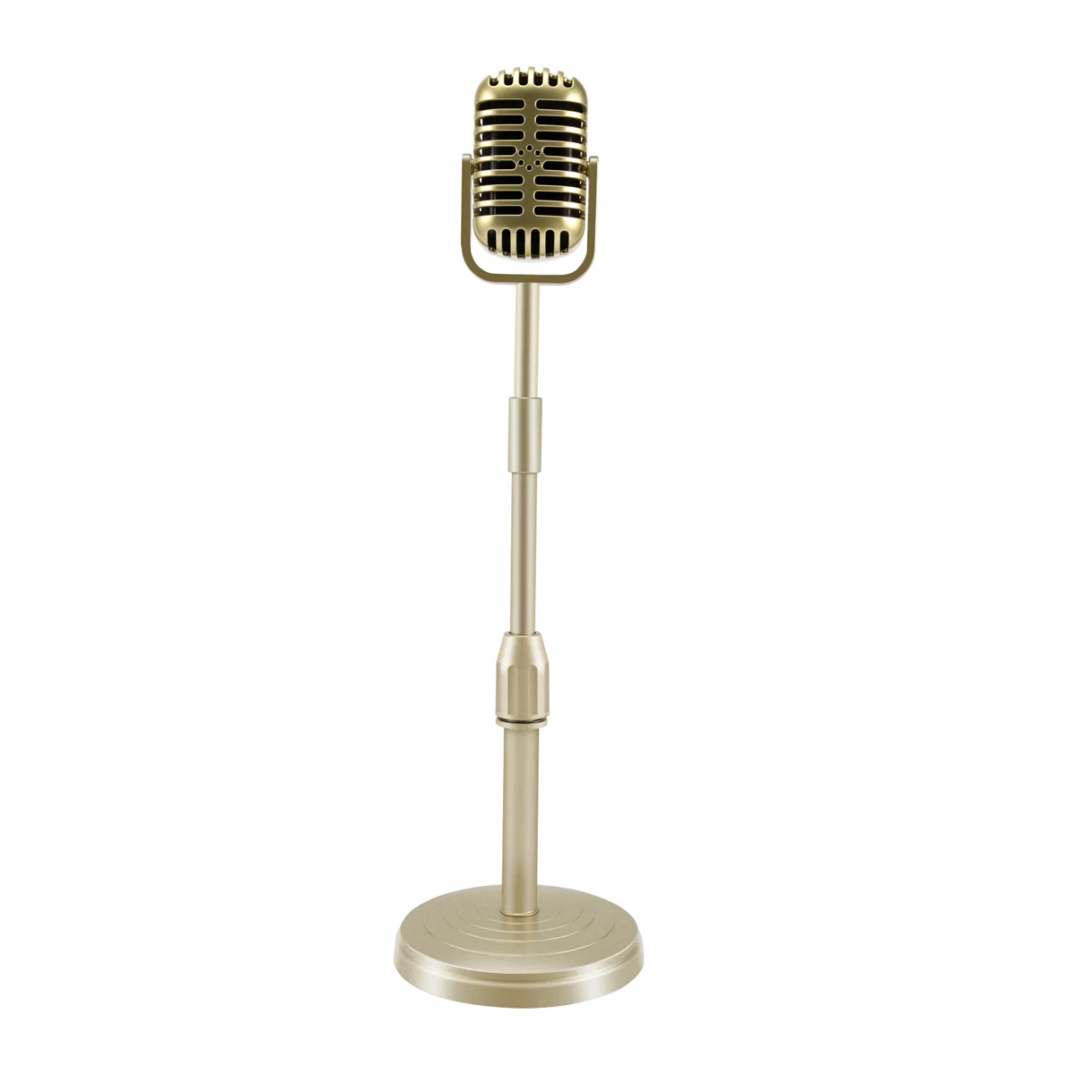 Vintage Desktop Microphone Prop Model with Adjustable Height, Classic Retro Style Microphone Stand Fake Mic Prop,Gold