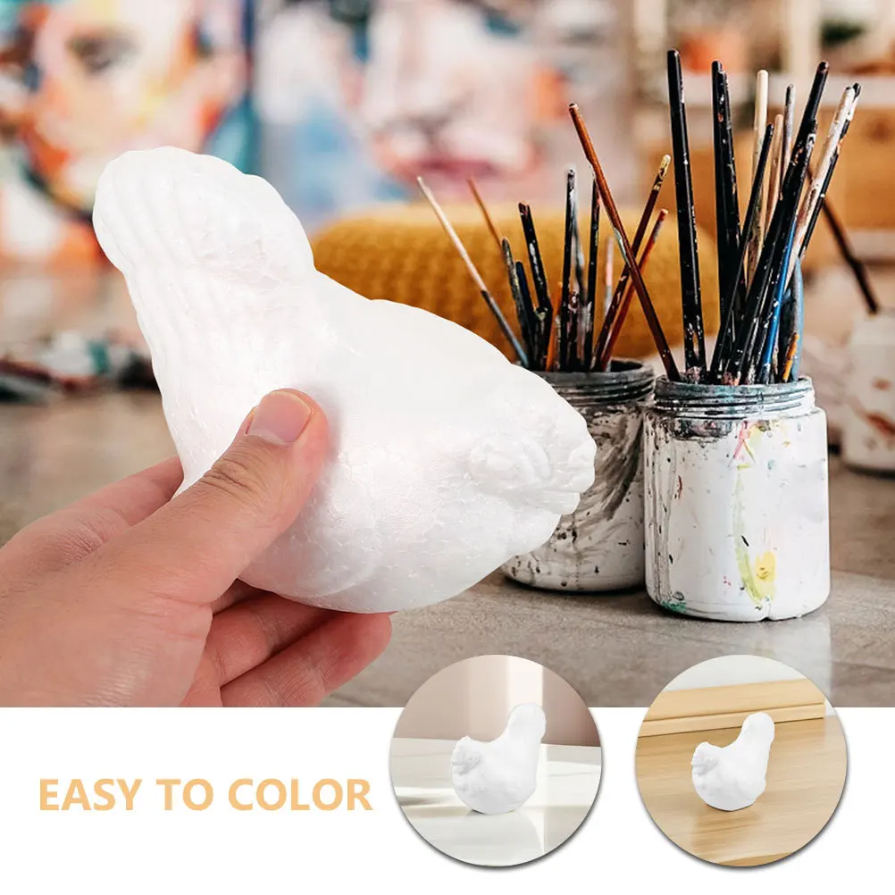 3Pcs Foam Animal Ornaments Lifelike Chicken DIY Painting Kits for Children Home Decor School Activities Party Favors